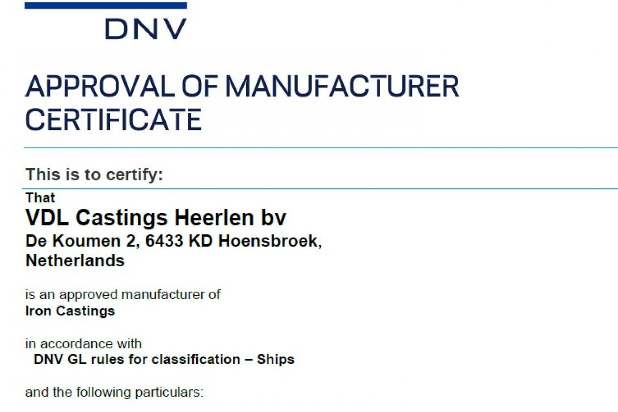 DNV approval of manufacturers