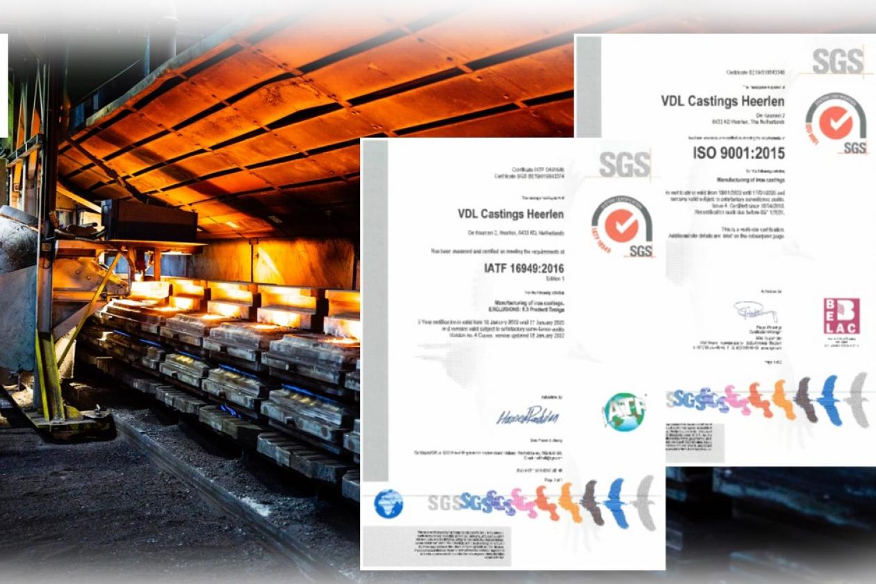 VDL Castings received renewal certificates IATF 16949:2016 and ISO 9001:2015